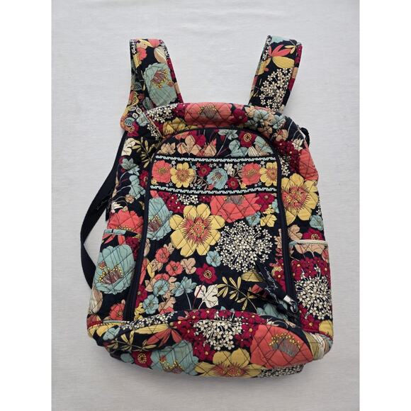 Vera Bradley Happy Snails Navy Floral Large Laptop Tablet Backpack Retired - Picture 1 of 9